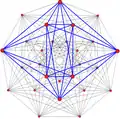 3{3}3{3}3, or , has 27 vertices, 72 3-edges, and 27 faces, with one face highlighted blue.