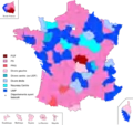 Party affiliation of the General Council Presidents of the various departments in the elections of 2011