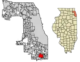 Location of Chicago Heights in Cook County, Illinois.