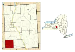Location within Cortland County and New York