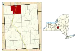 Location within Cortland County and New York