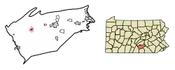 Location of Newville in Cumberland County, Pennsylvania.