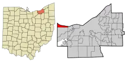 Location in Cuyahoga County and the state of Ohio.