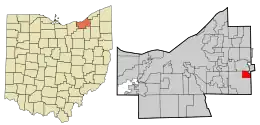 Location in Cuyahoga County and the state of Ohio.