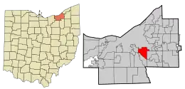 Location in Cuyahoga County and the state of Ohio.