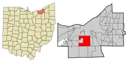 Location in Cuyahoga County and the state of Ohio