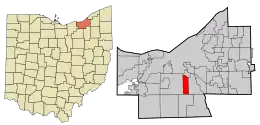 Location in Cuyahoga County and the state of Ohio.