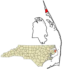 Location in Dare County and the state of North Carolina.