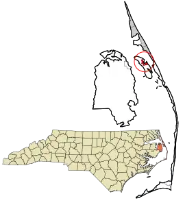 Location in Dare County and the state of North Carolina