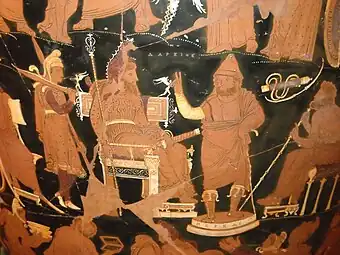 Darius receiving advice from the Persians.