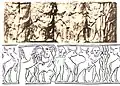 Design embossed on the gold foil, tomb PG 1236, thought to belong to A-Imdugud, Royal Cemetery of Ur.