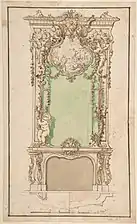 Fireplace and mantle design by Nicolas Pineau (1st half of 18th century)