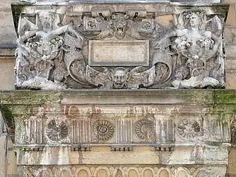 Renaissance cartouche on the Hôtel Bénigne Le Compasseur (Rue Vannerie no. 64), Dijon, France, unknown architect, 1570