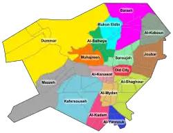 Joubar on the District map of Damascus