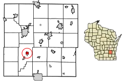 Location of Lowell in Dodge County, Wisconsin
