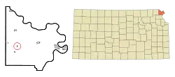 Location within Doniphan County and Kansas