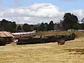 Engines and carriages on display outside the Dorrigo Steam Railway and Museum.