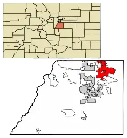 Location of Parker in Douglas County, Colorado