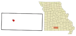 Location of Ava, Missouri