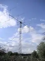 An array of eight Yagi antennas for 144&nbsp;MHz EME at EA6VQ, Balearic Islands, Spain