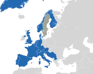 A coloured map of the countries of Europe