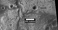 Channels, as seen by HiRISE under HiWish program.  Some parts of the image show mantle and others show no mantle covering the surface.