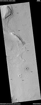 Wide view of ridges and layers, as seen by HiRISE under HiWish program