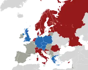 A coloured map of the countries of Europe