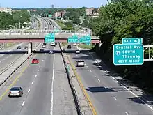 A limited-access road, seen from an overpass