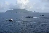 INS&nbsp;Saryu&nbsp;(P54), IN LCU 55 and IN LCU 58 approaching Barren Island