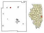 Location of Metcalf in Edgar County, Illinois.