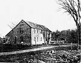 c. 1643 Edmund Rice homestead in Sudbury (now Wayland, Massachusetts), destroyed by fire c. 1912