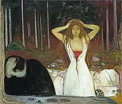Ashes, 1894, oil on canvas, 120.5&nbsp;cm ×&nbsp;141&nbsp;cm (47+1⁄2&nbsp;in ×&nbsp;55+1⁄2&nbsp;in). Nasjonalgalleriet, Oslo
