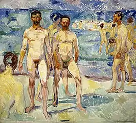 Bathing Men, 1907–1908, oil on canvas, 206 x 227.5&nbsp;cm, Ateneum, Helsinki