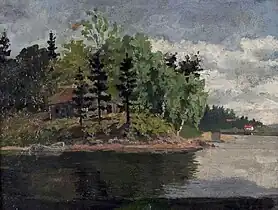 From Sandviken, c. 1882, oil on cardboard, 20 x 25&nbsp;cm, Flaten Art Museum