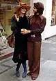 Swedish model Efva Attling in a "midi" dress, with Lars Jacob, Kings Road, London, 1971.