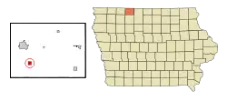 Location of Wallingford, Iowa