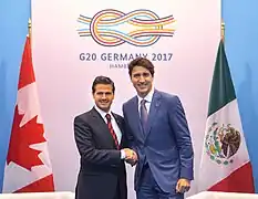 President Enrique Peña Nieto and Prime Minister Justin Trudeau at the 2017 G-20 Hamburg summit.