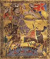 Lu'lu' on galloping horse. Kitāb al-aghānī, Mosul, 1218-1219. Vol XX. Royal Library, Copenhagen, Denmark, No. 168.