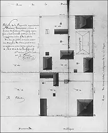A diagram of a series of buildings