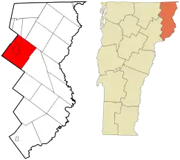 Location in Essex County and the state of Vermont.