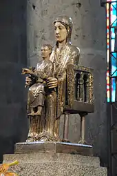 Romanesque - Madonna and Child Entroned, 12th century, walnut, silver, silvered copper and polychrome, Basilique Notre-Dame d'Orcival&nbsp;[fr], Orcival, France