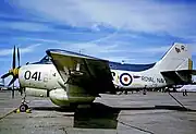 Gannet AEW.3; ventral radome, level stance, no engine exhaust at wing trailing edge, squared off tailfin
