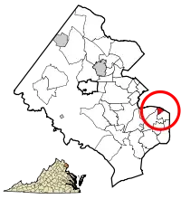 Location of Huntington in Fairfax County, Virginia