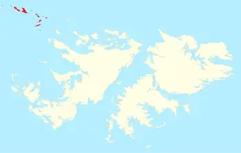 Location of the Jason Islands within the Falkland Islands