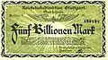 5&nbsp;trillion (5 Billionen, 5×1012) marks, Stuttgart, 1923