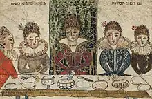 A drawing of Vashti from an illustrated Book of Esther produced in the city of Ferrara in 1617. From the collections of the National Library of Israel.