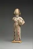 Figure of a woman; 5th century; painted plaster; height: 38.4&nbsp;cm (15"), width: 14.7&nbsp;cm (6"), depth: 9.6&nbsp;cm (4"); Metropolitan Museum of Art