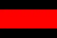 Flag with black, red and black horizontal bars