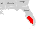Range of the Florida panther within the U.S.